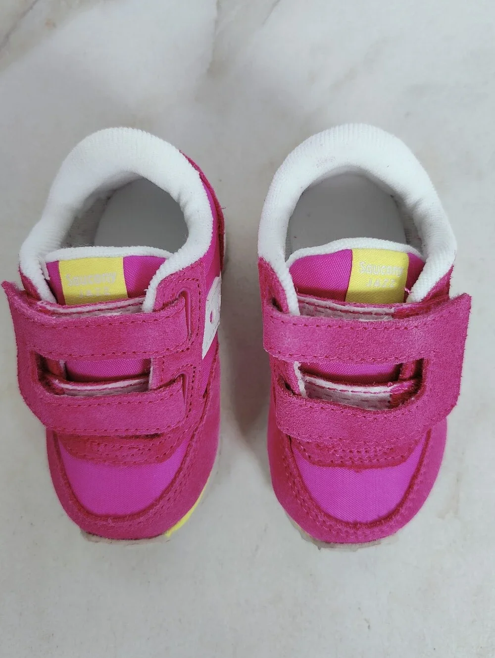 NIB Saucony Baby Jazz Hook & Loop Pink Lime Sneakers, Sz 4